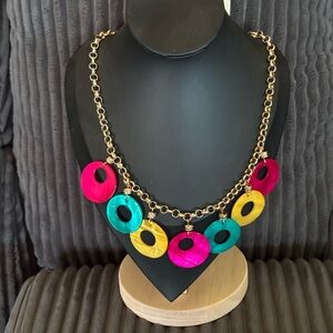 Vibrant Multicolor Necklace with Gold Chain